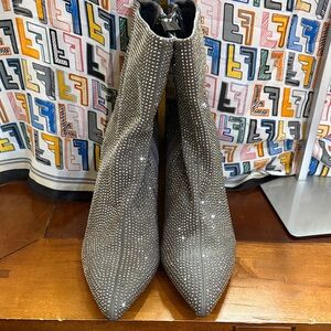 Time and Tru Sparkling Gray Ankle Booties